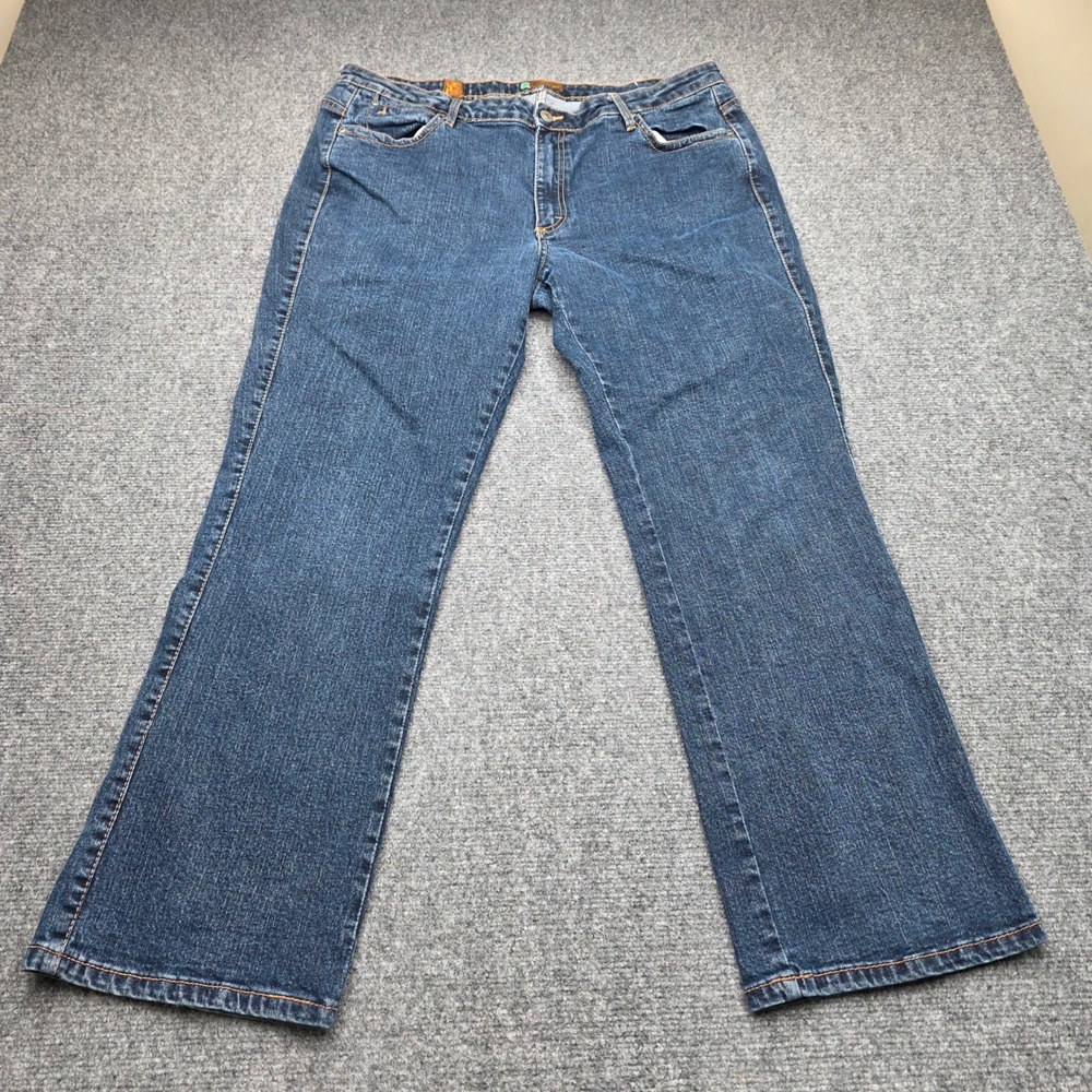 Wrangler Aura Womens 18P Short Rise Bootcut Jeans Dark Wash Blue Denim 18 Petite - Picture 2 of 8
